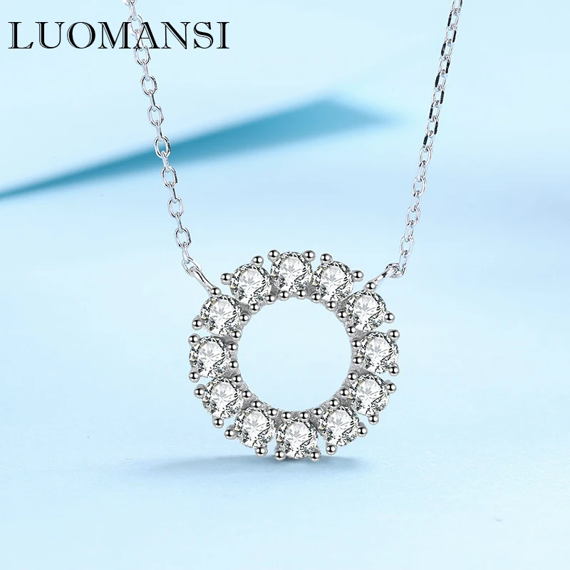 

Luomansi 1.2CT D Color Moissanite Round Pendant Necklace Woman 100%-S925 Silver Jewelry Wedding Anniversary Party Gift