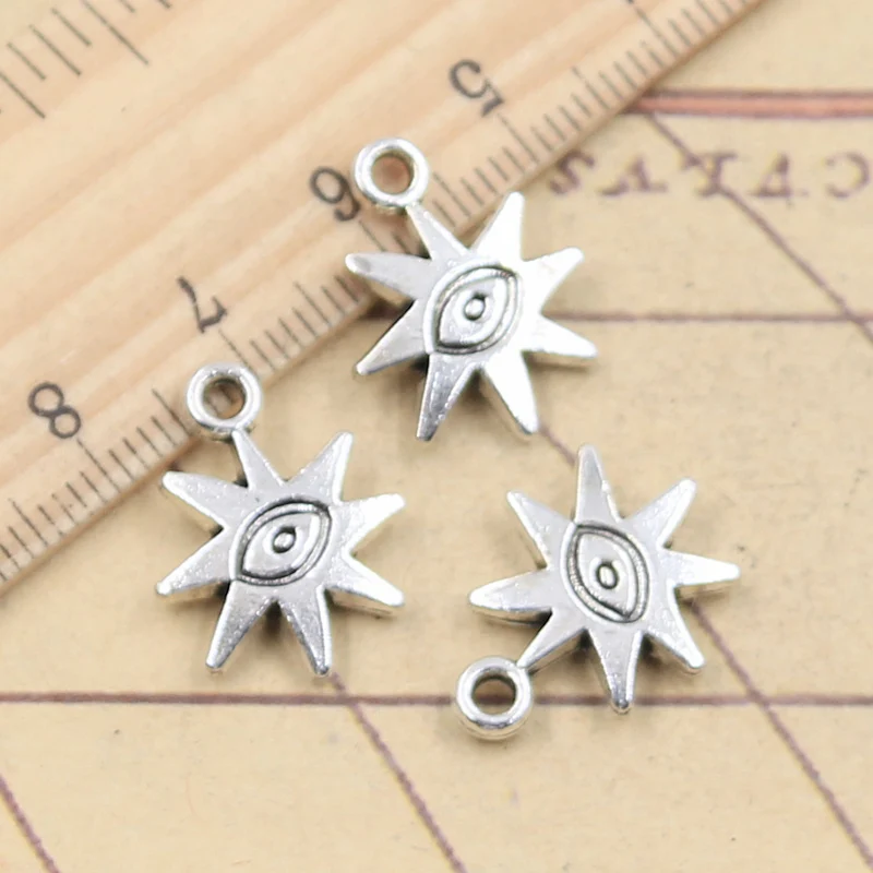 20pcs Charms Eye Sun Sunburst 19x15mm Tibetan Silver Color Pendants Antique Jewelry Making DIY Handmade Craft