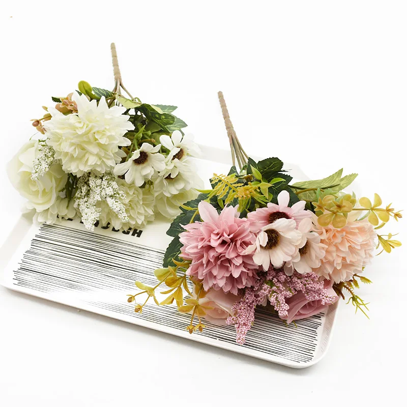 Künstlicher Blumenstrauß im europäischen Stil mit exquisiten Rosen, Hochzeit, Weihnachtsdekorationen für Zuhause, DIY-Vasen, künstliche Pflanzen – Detail 4