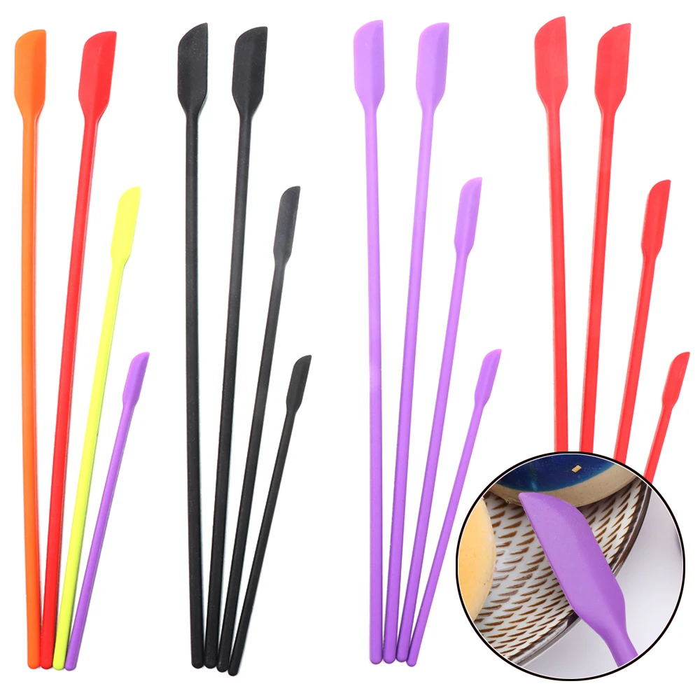 4pcs Mini Silicone Spatula Set Rubber Spatula for Makeup Tiny Scraper Kitchen Bottles Cosmetic Jar Scraper DIY Sculpture Tool