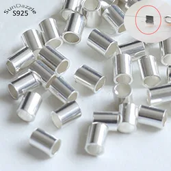 Perles en argent regardé 925, véritable, pur, solide, sertissages en argent, perle d'extrémité, tube rond pour bijoux, résultats exécutifs, CriAJEnd