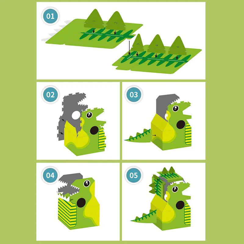 Kids Carton Toy Wearable Animal Cardboard Carton Toy Dinosaur Paper Clothes Performance Drama Props DIY Handmade FOU99