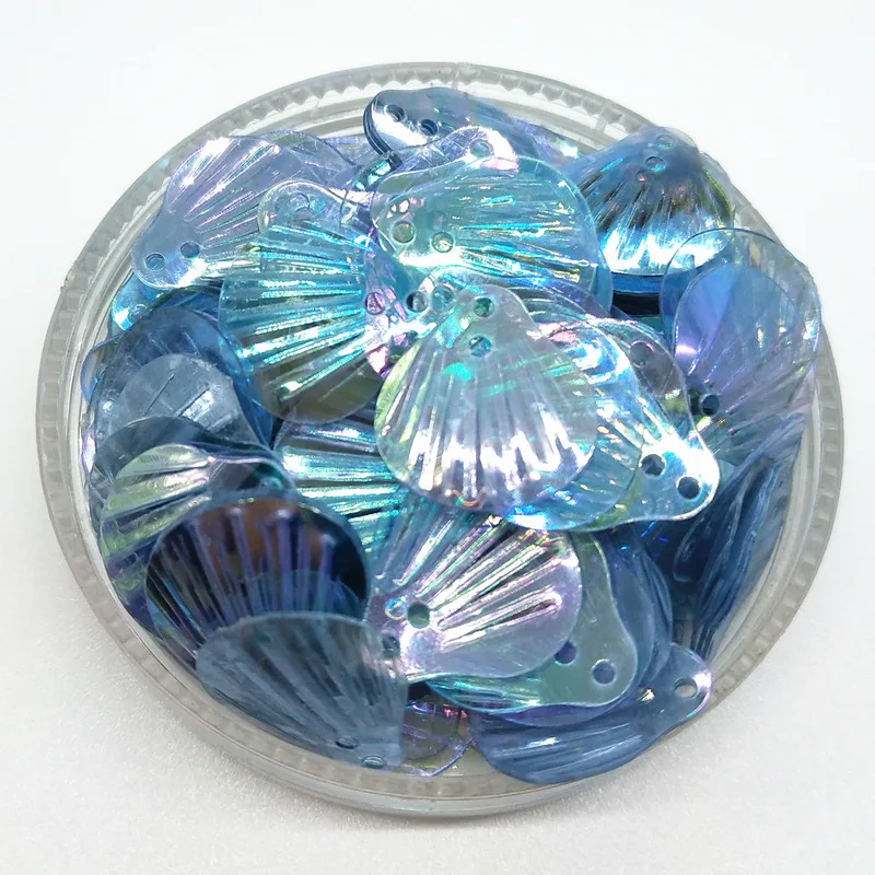 50g/Lot 13mm Shell Sequins Blue AB With 2 Holes Sewing DIY Mermaid Dress Clothing Model A