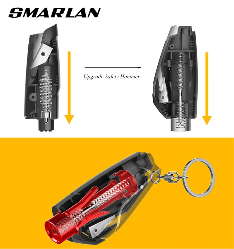 SMARLAN Portable Safety Hammer For Car/Bus Window Breaking LifeSaving Escape Rescue Tool Seat Belt Cutter Keychain Marteau Hamer