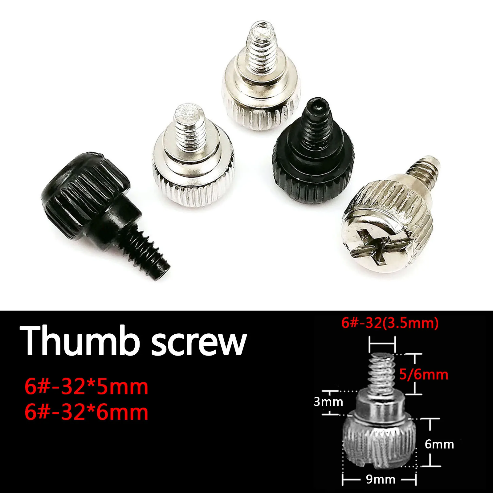 Steel Thumb Screws 6#-32x5/6mm