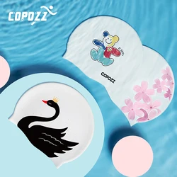 COPOZZ Women Men Silicone Swim Pool Hat Ear Protect Long Hair Large Swim Cap Adults Professional Sports Waterproof Swimming Cap