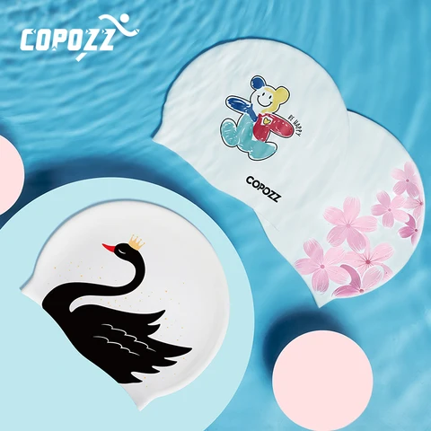 COPOZZ Силиконовая шапочка для плавания черная