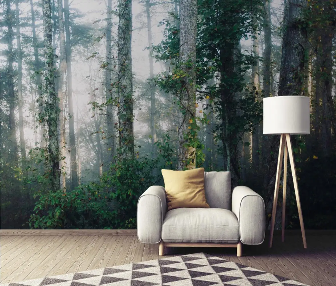 

Custom wallpaper home decoration living room bedroom Nordic style forest woods bedroom decorative painting 3d wallpaper