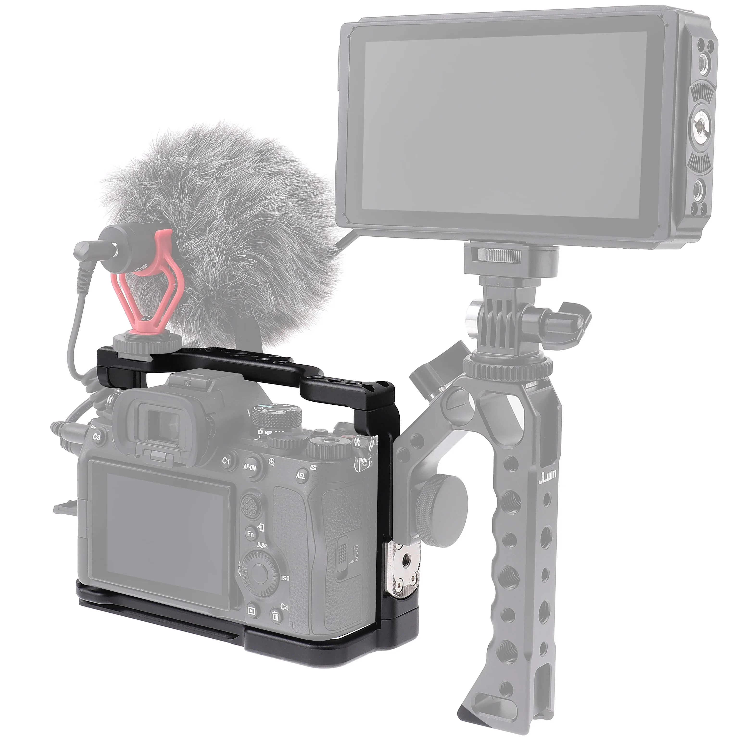 CNC Aluminium DSLR Kamera Kandang Kit Perpanjangan Bingkai Sepatu Dingin untuk Sony A7IV A7 Mark IV A7M4 A7SIII Kamera Tanpa Cermin Penjepit Video