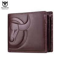 BULLCAPTAIN Fashion Big Logo Man Wallet High Quality RFID Wallet Coin Purse Compact Mini Card Holder Genuine Leather