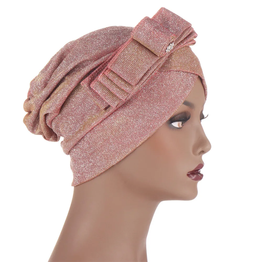 Hijab musulmán elástico con lazo para mujer, Jersey islámico, turbante, gorro de quimio para el cáncer, envoltura para la cabeza, bufanda, gorro