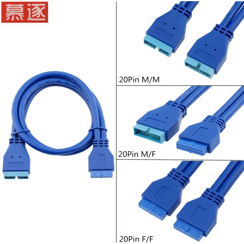 USB 3,0 Motherboard 20 Pin Header Extension Adapter Kabel, USB Doppel Stecker Weiblich zu Weiblich Extender,20pin USB3 Kabel 50C