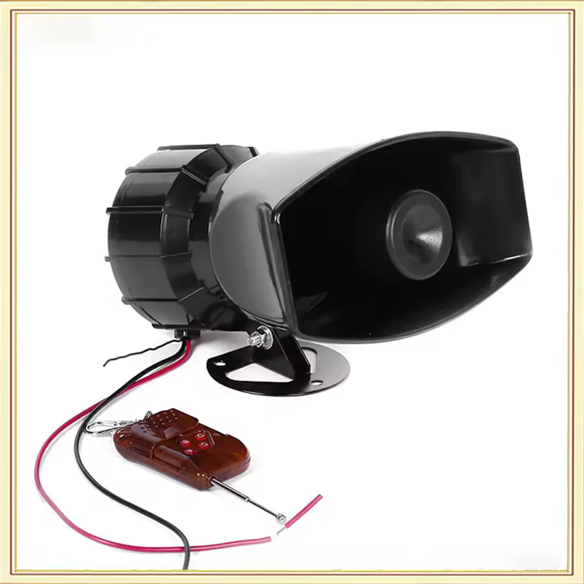 קרן סירנה לרכב 12V 100W 4 טון סאונד סירנה משטרה PA רמקול מערכת רכב חירום עם שלט רחוק, קרן סאונד חירום