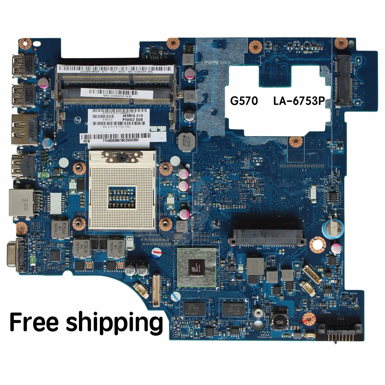 

Suitable for Lenovo G570 LA-6753P Laptop Motherboard HM65 PGA989 DDR3 Mainboard 100% tested fully work free shipping