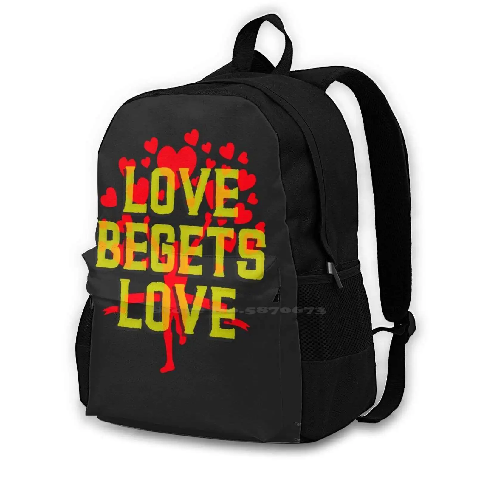 Pattern Design Laptop Travel School Bags Cute Cool Funny Valentines Day Red Hearts Generate Love Bring The Love Love Is Magical