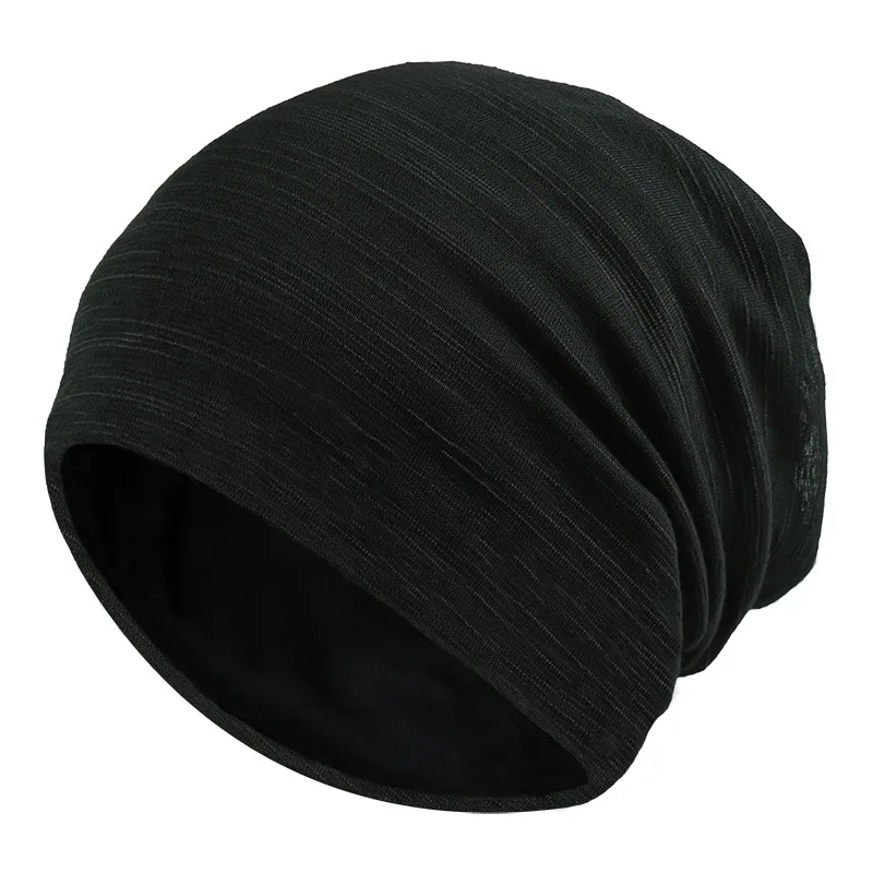 Men And Women Striped Hedging Spring And Autumn Thin  Cotton Solid Color Pile Caps  Breathable Toe Cap Cloth Hat