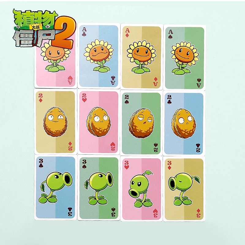 55pcs 캐릭터 포커 카드 PVZ 게임 카드 게임 보드, 크리에이티브 선물 동물 및 자연 성인 완구