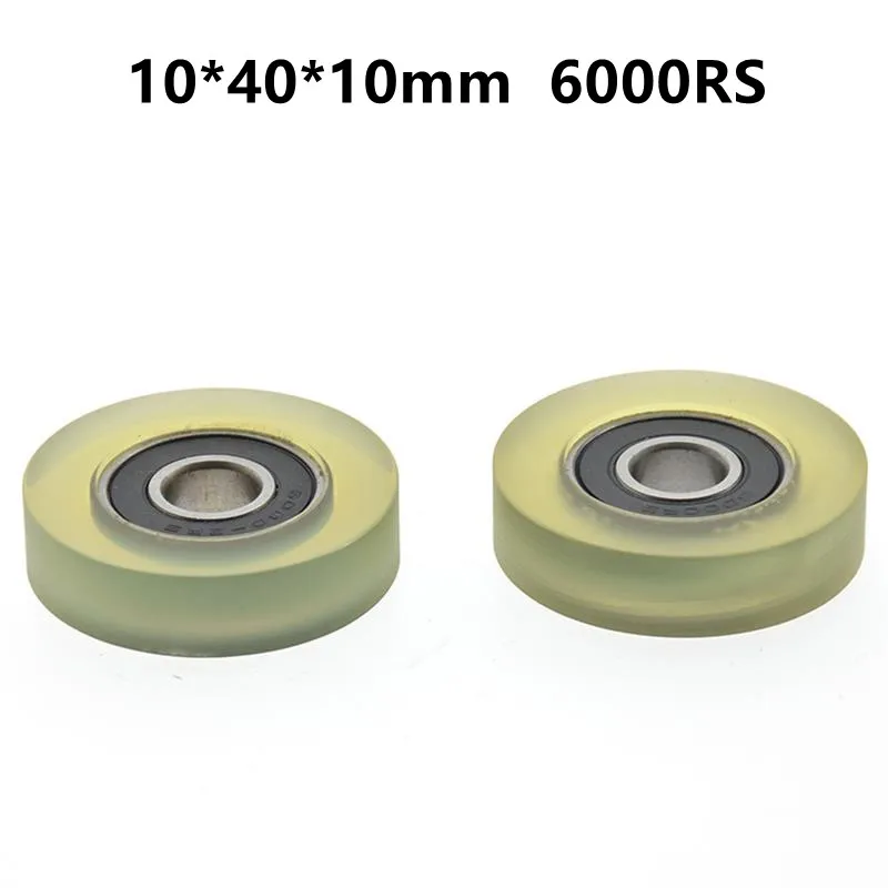 

10pcs/50pcs 10*40*10mm Silent Guide Wheel Of Conveyor Belt Polyurethane PU 6000 6000RS Roller Bearing Friction Pulley 10x40x10mm