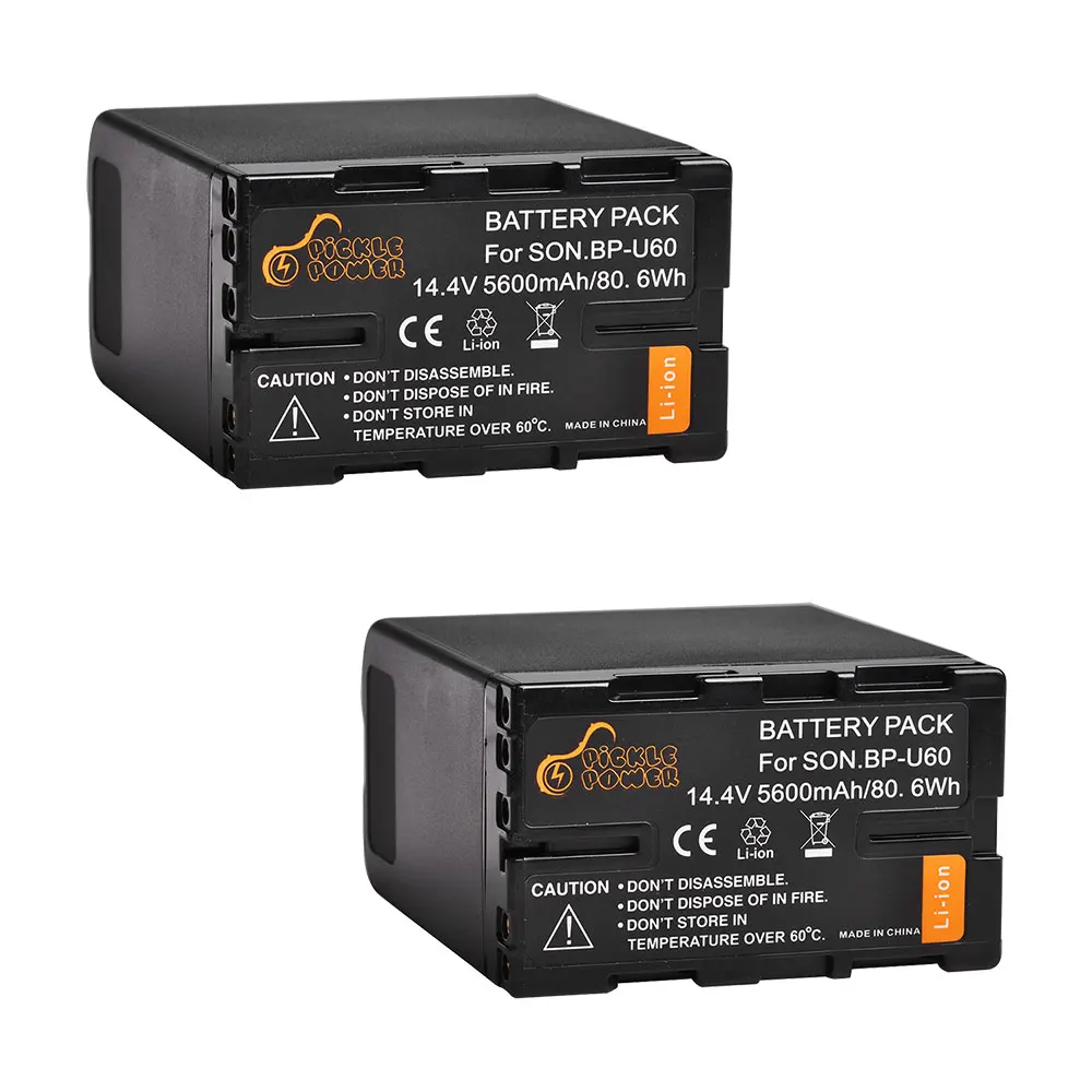 

PicklePower 2Pack 5600mAh BPU60 BP-U60 Battery for Sony PMW-EX1 EX3 EX280 EX260 PMW-100 PMW-150 PMW-160 PMW-200 PMW-300 PHU-60K