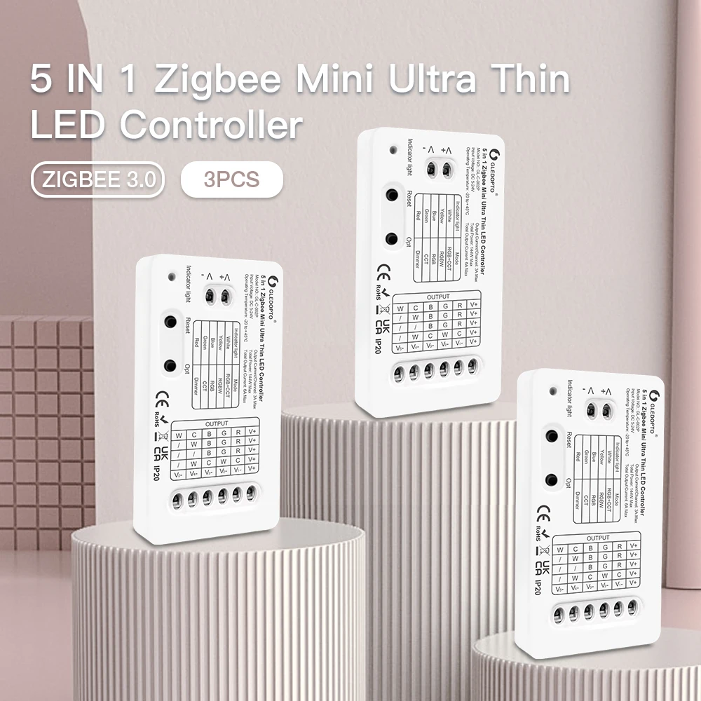 

Zigbee 3,0 Gledopto Pro RGBCCT 5 в 1, мини-флейта, контроллер, подходящий для внутренних стен, кухни, ТВ, фонового освещения