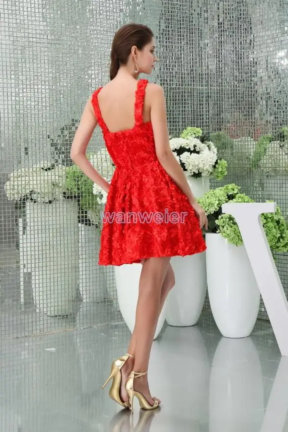 Vestidos de baile de graduación con flores rojas cortas para mujer, vestido sexy de talla grande, formal, con cuello en V, para fiesta y graduación, fotos reales, vestidos de dama de honor