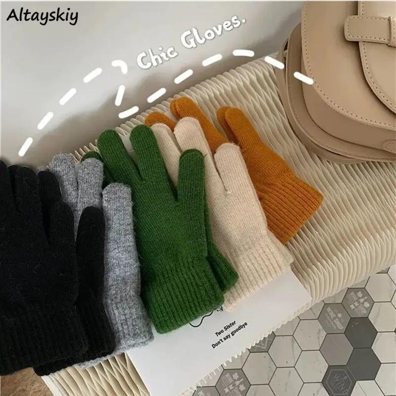 7 Colors Gloves Women Basic Ulzzang Schoolgirl Harajuku Winter Cold-Proof Leisure All-match Simple Stylish Touch Screen Hot Sale