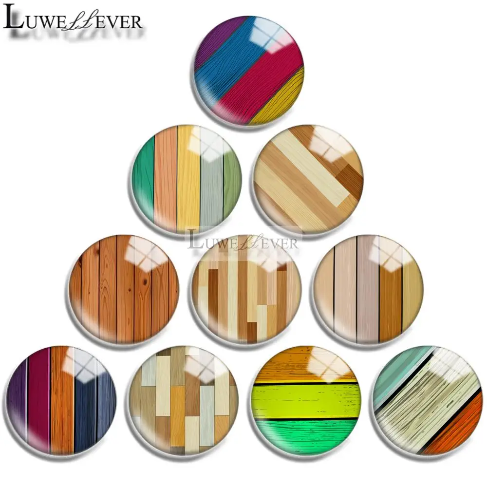 12mm 16mm 20mm 25mm 30mm 40mm 737 Wood Grain Mix Round Glass Cabochon Jewelry Finding 18mm Snap Button Charm Bracelet