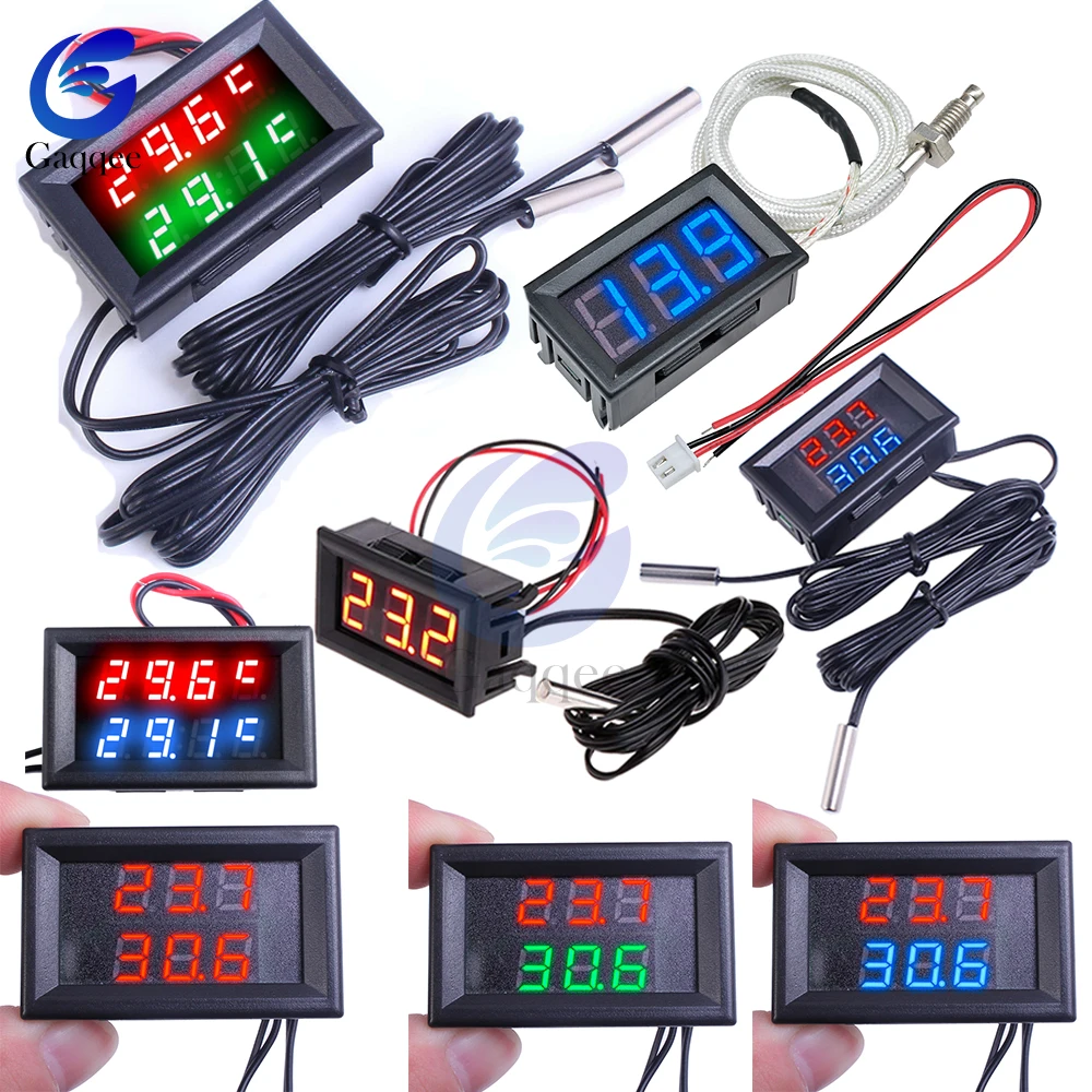 

1M Dual LED Display Digital Thermometer Refrigerator Aquarium Auto Car Temperature Sensor Meter Detector Tester Waterpfoof Probe