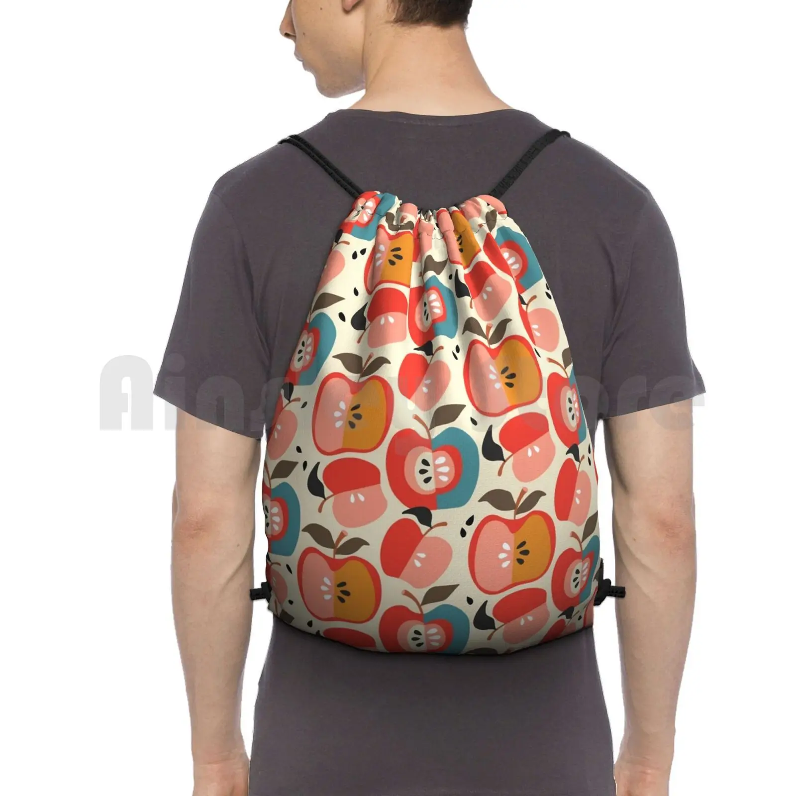 Good Backpack Drawstring Bags Gym Bag Waterproof Pattern Fall Fruit Mod Vintage Food