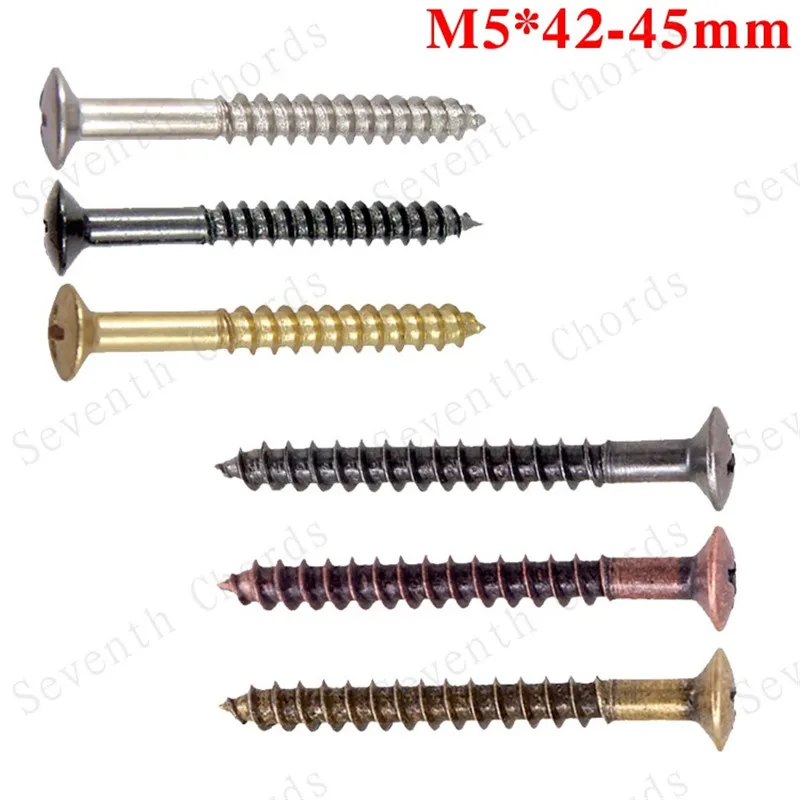 12Pcs Electric Bass Guitar Neck Joint Plate Mounting Screw Fix Screw M5*45mm Guitar Accessories Silver Black Gold Guitar Parts