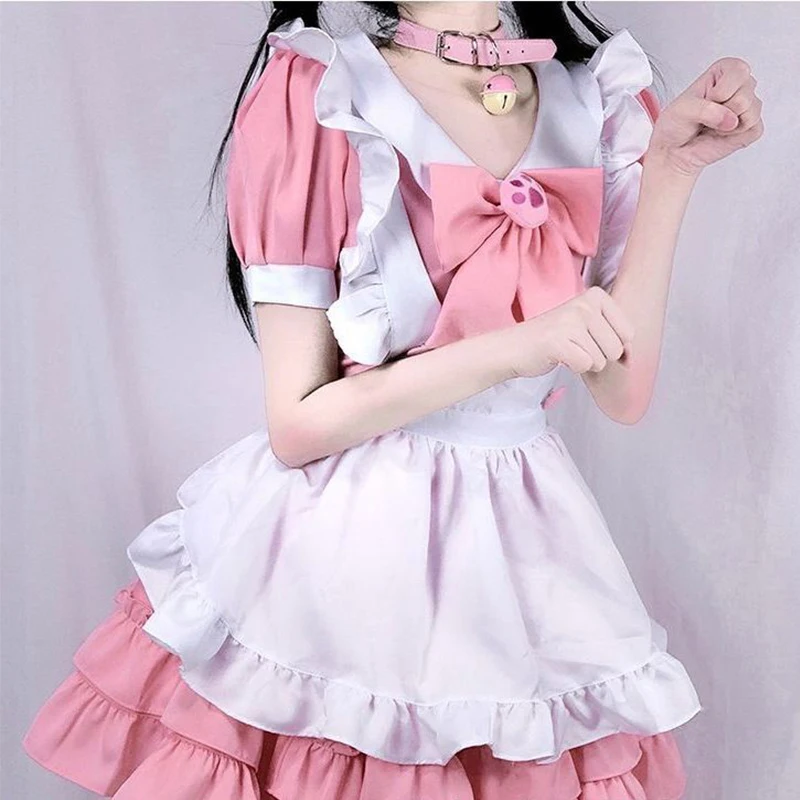 Costumes d'halloween Cosplay pour femmes, tablier de demoiselle, tenue de serveuse Sexy, robe de chat Lolita