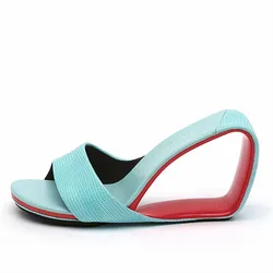 2023 nuove pantofole estive sandali da donna Sexy scarpe con zeppa da donna 8CM con tacco alto muli Peep Toe Dress Pumps Casual Beach Slides