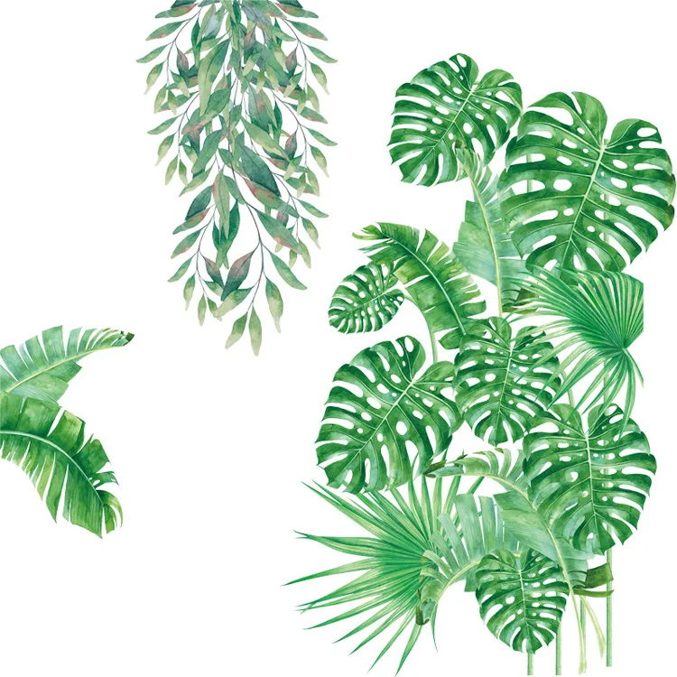 Große tropische Pflanze Wanda uf kleber Schlafzimmer Wohnzimmer Dekoration PVC selbst klebende Wandbild Wohnkultur Kunst Aufkleber grüne Blatt Tapete – Detail 8