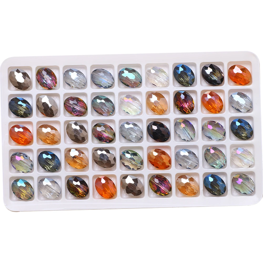 30Pcs Natural Stone Beads Black 9x12mm Faceted Glass Oval Beads Crystal Jewelry DIY Making Charms Necklace Accessories