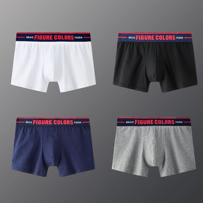 

4pcs/lot Trunk fashion New men's underwear pure cotton boxers breathable moisture absorption moisture pure color boxers head men