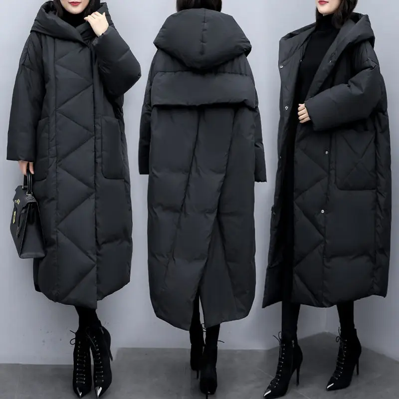 Winter New Extra Large Size Korean Coat Women\'s Clothing Loose Long Fashion Black Down Cotton Jacket Women Parka Outwear f2572