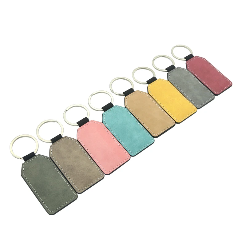 Variety Color 20pcs Blank Sublimation PU Pendant Tags Key Chains DIY Printing Sublimation Ink Transfer paper Both Side  Print