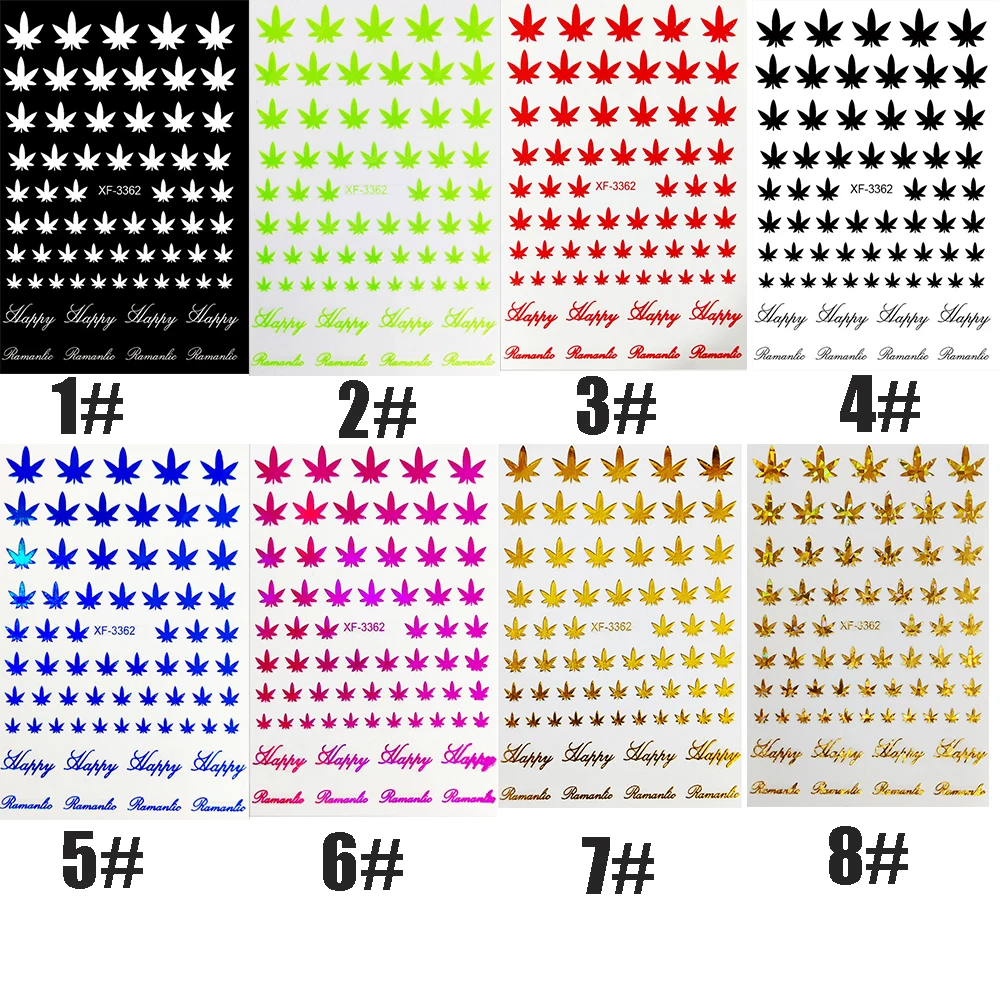 Nail Art 3D Decal Adhesive Stickers Pot Weed Leaf Nails Salon Manicure Decoration