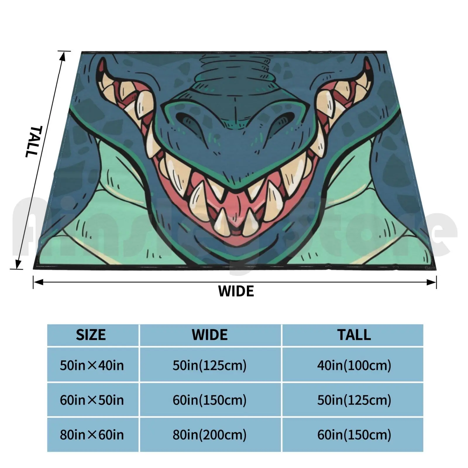 Blue Dragon Blanket Fashion Custom Dragon Snout Teeth Furry Mythical Fantasy