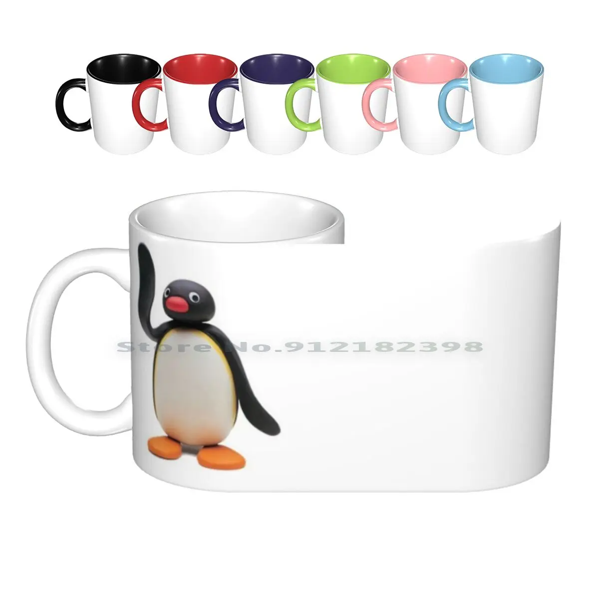 Pingu Says Hello Ceramic Mugs Coffee Cups Milk Tea Mug Pingu Pinguin Ice Iceberg Pinga Robby Sea Lion Cold Oldschool Cool