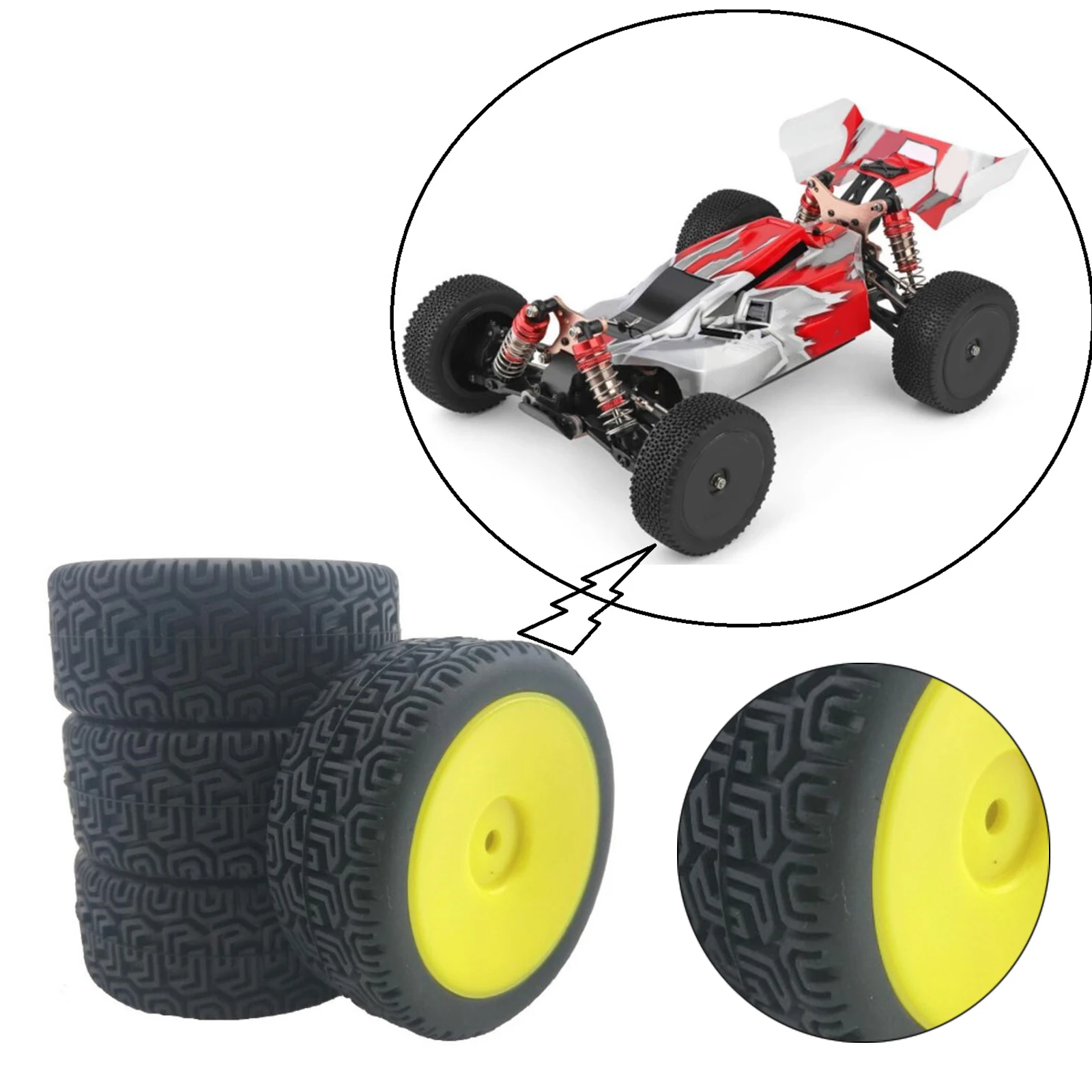 4X RC Rubber Tyres for WLtoys 144001 and 1/18 1/16 1/10 RC Buggy Crawler  On/Off Road Car Spare Parts Accs