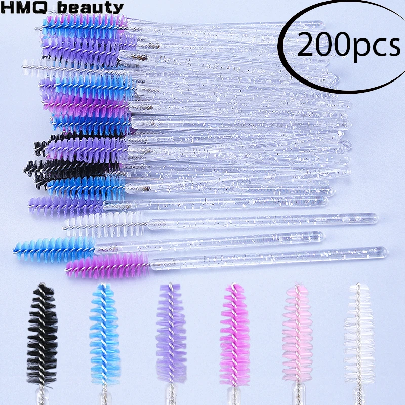 200Pcs Disposable Crystal Eyebrow Brush Makeup Brushes Mascara Brushes Eye Lashes Cosmetic Wand Eyelash Extension Tools