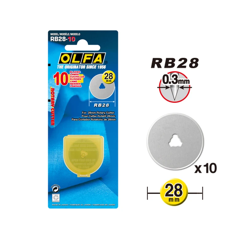 Olfa Rb28-2/10 rotary cutter Japan, Original, Imported, Hob Blade, 28mm, Round Knife, Japanese And English Version