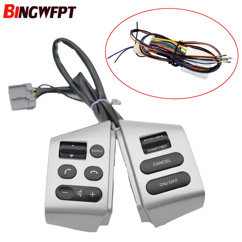 

Car Cruise Control Steering Wheel Buttons Switch with wire Silver for Nissan Sylphy 05-17 Tiida 05-08 Livina 07-10
