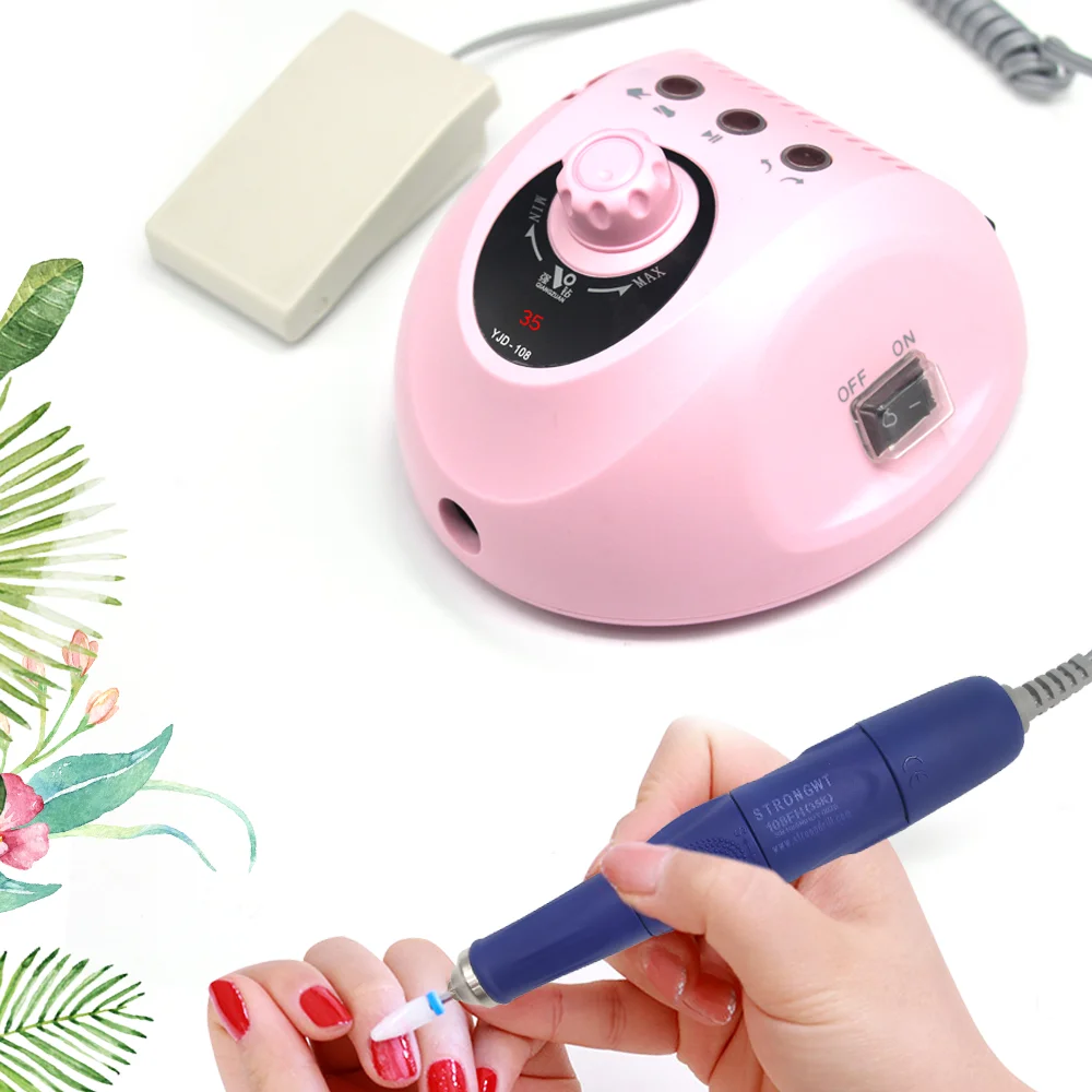 1Set 65W Strong Nail Drills Machine Manicure Pedicure Electric File Bit Nails Art Equipment