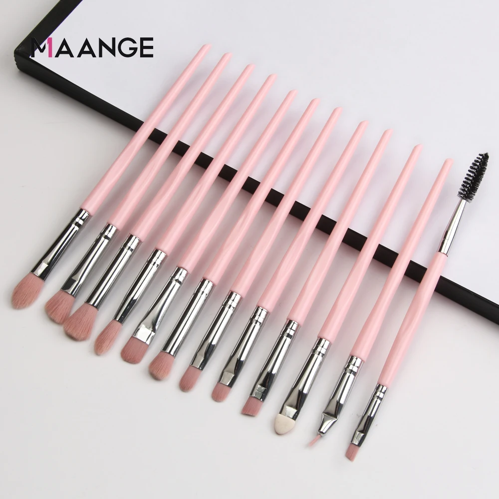 MAANGE Pro Makeup Brushes 12 Pcs Eyeshadow Brush Blending Eyebrow Make Up Brushes Synthetic Bristles Beauty Cosmetics Brush Set