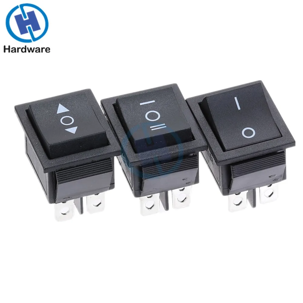 KCD2 Rocker Switch On-Off-On Power Switch 3 Position 6 Pins With Light 16A 250VAC/ 20A 125VAC