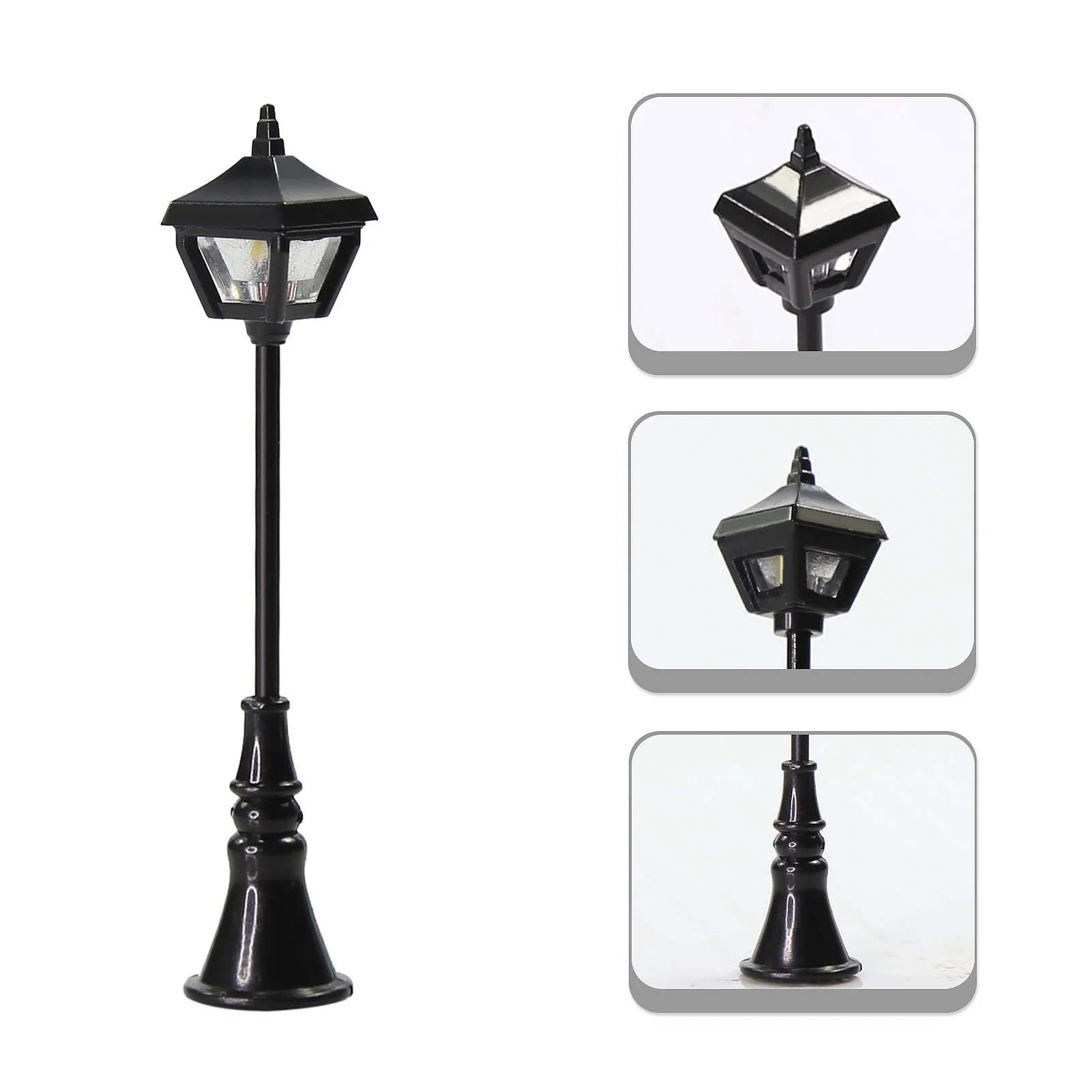 

10pcs Model Trains OO HO Scale 1:75 Vintage Lamp Post Street Lights LEDs Warm White LFT09OO