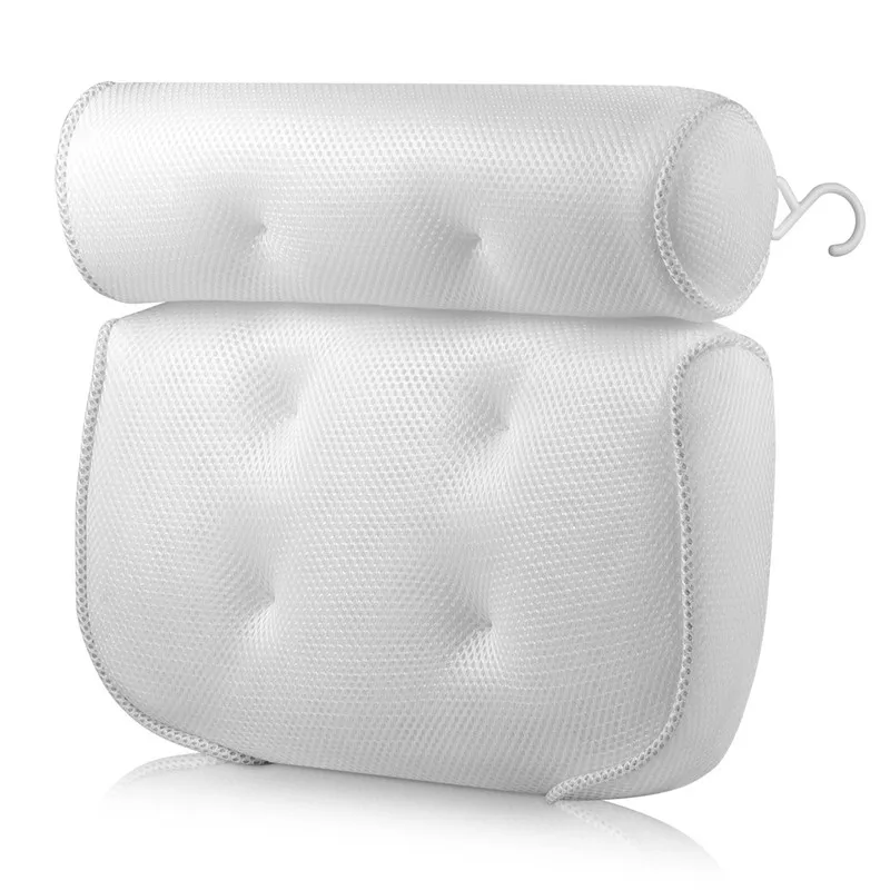 Spa Non-Slip Bath Pillow Cushioned Bath Tub Spa Pillow Bathtub Head Rest Pillow With Suction Cups For Neck Back Bathroom Supply