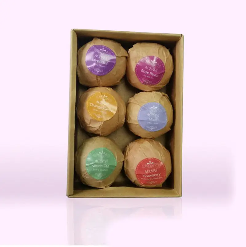 6Pcs Aromatherapy Bubble Bath Bombs with Coconut Oil Gift Bath Fizzies, Dropshipping